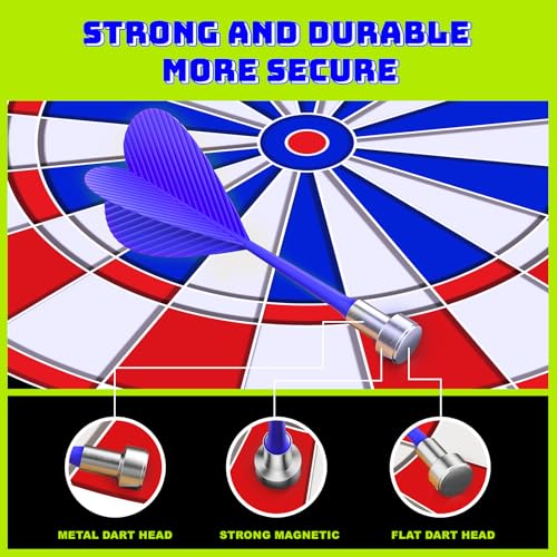 Magnetic Dart Board for Kids Indoor Outdoor Kids Games and Party Games, Christmas Birthday Gifts Toys for Boys Age 3-12 - style: Blue