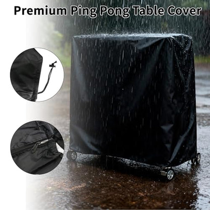 Lightweight Ping Pong Table Cover, Waterproof Outdoor Indoor Use Universal Fit for 9x5 FT Folding Tables, Table Tennis Table Cover, 210D Oxford Fabric with Storage Bag & Windproof Buckles