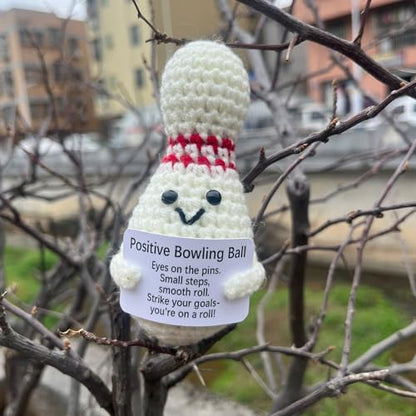 Bowling Accessories Crochet Gifts, Emotional Support Bowling Pin Office Desk Decor Decorations for Women Men (Positive Bowling Ball) - style: Positive Bowling Ball