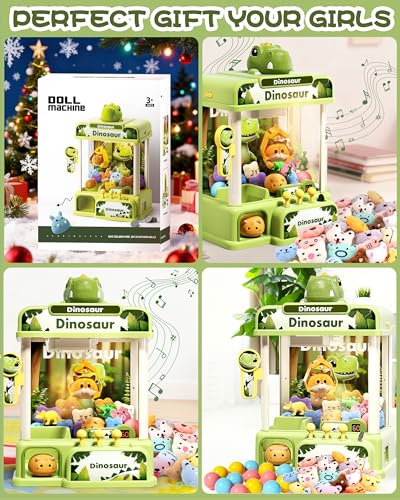 STACTCUTE 78PCS Large Dinosaur Claw Machine for Kids, No Assembly Required - Electronic Arcade Game with Music & Lights, Vending Machine Toy Prize Dispenser - Birthday Gift for Boys & Girls Age 3+ - size: Large