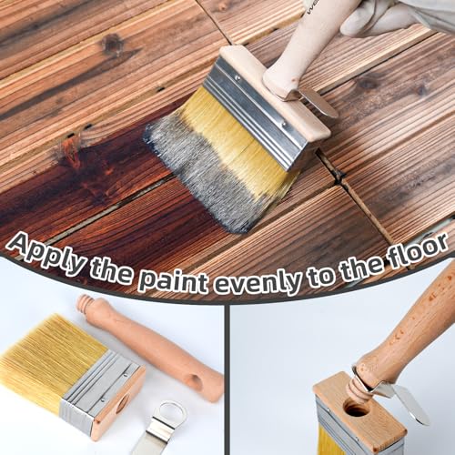 Wesquer Deck Stain Brush 3 Piece Limewash Paint Brush Deck Paint Brush Wood Stain Brushes for Staining Wood Decks Fences Furniture Siding Interior Exterior Projects