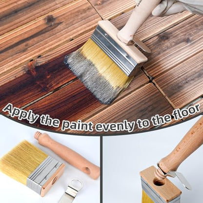 Wesquer Deck Stain Brush 3 Piece Limewash Paint Brush Deck Paint Brush Wood Stain Brushes for Staining Wood Decks Fences Furniture Siding Interior Exterior Projects