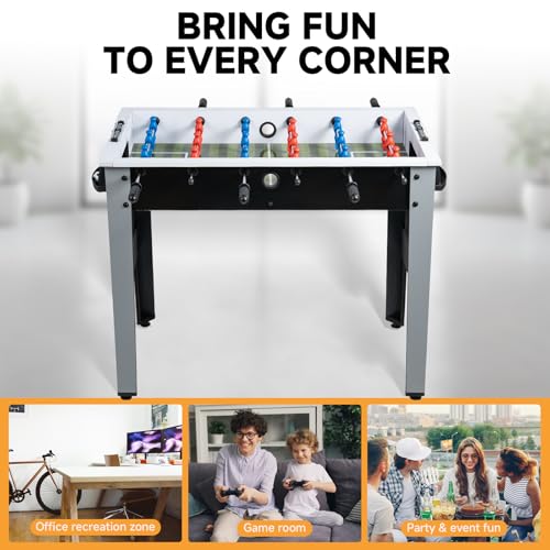 42" Foosball Table, Soccer Game Table for Adults with 2 Balls Competition Sized Soccer Table for Home, Office, or Game Room, Family Game Night