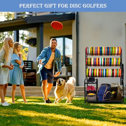 Disc Golf Storage Rack – Disc Golf Organizer with Bag Stand – Large Capacity Disc Golf Shelf, Holds 140+ Discs