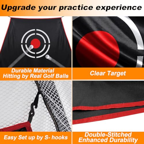 Gagalileo Golf Target Cloth: Protective Net Portable Easy Setup with S-Hooks & Ropes Indoor Outdoor Practice All Golfers Training Accuracy for Backyard Garage - size: 7.8X5X3.6FT
