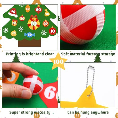 Jenaai Christmas Games Toys Gifts Large Xmas Felt Dart Board Game with 12 Pcs Sticky Balls Christmas Party Supplies Indoor Outdoor Xmas Decor for Family Carnival Birthday Gifts - style: Christmas Tree