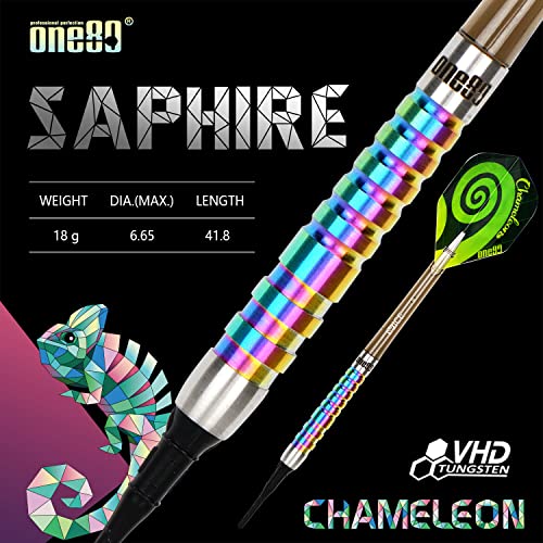 ONE80 90% Tungsten Steel Tip Darts Sets Chameleon, Night Hunter Professional Darts Set - style: Soft tip - SA - 18g