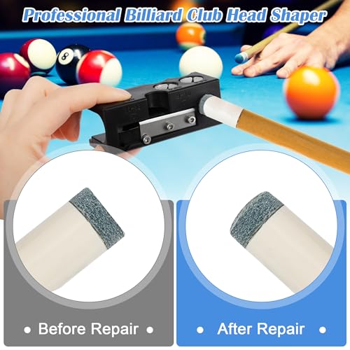 23Pcs Pool Cue Tips Replacement Kit, 11-in-1 Billiards Pool Cue Tip Shaper, 2 Chalk Cubes 6 Ferrules 6 Cue Tips 2 Blades 2 Wrenches 1 Scissors 1 Tape 1 Glove 1 Instruction Manual for Billiard