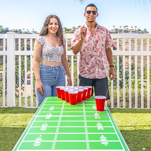 GoPong 8 Foot Portable Beer Pong/Tailgate Tables (Black, Football, American Flag, or Custom Dry Erase) - color: Football