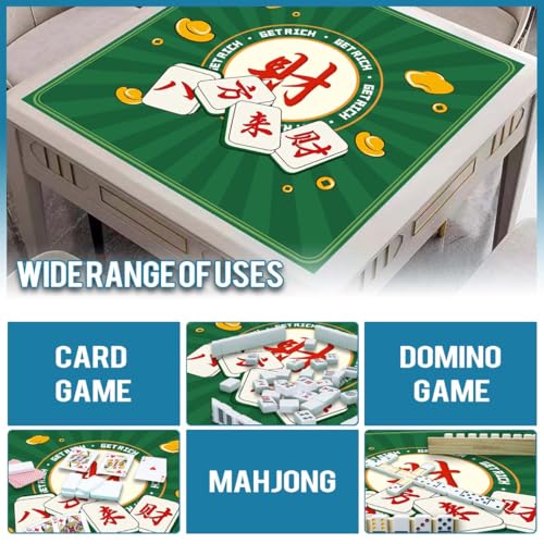 Mahjong Mat, Non-Slip Noise Reducing Game Mat, 31.5 Inch Mahjong Table Mat,Mahjong Mat with Cloth Bag and Carton Storage,Suitable for Mahjong, Dominoes, Solitaire and Other Games. (Rich-Green) - color: Rich-green