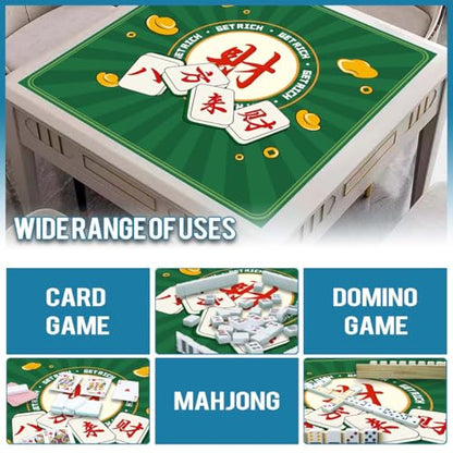Mahjong Mat, Non-Slip Noise Reducing Game Mat, 31.5 Inch Mahjong Table Mat,Mahjong Mat with Cloth Bag and Carton Storage,Suitable for Mahjong, Dominoes, Solitaire and Other Games. (Rich-Green) - color: Rich-green
