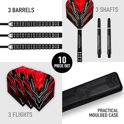 Harrows SUPERGRIP Ultra 90% Tungsten Soft Tip Darts Set. Available in 18g, 21g, 22g - Includes Supergrip Carbon Shafts, Supergrip Flights & Travel Case