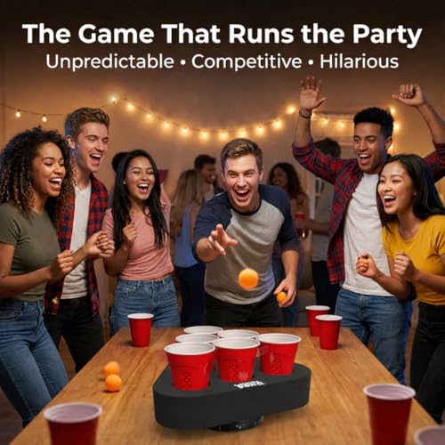 Whirl Pong – The Spinning Cup Pong Game | Rechargeable Rotating Party Game Set | Ultimate College Party, Tailgate & Family Game | Cup Pong Reinvented