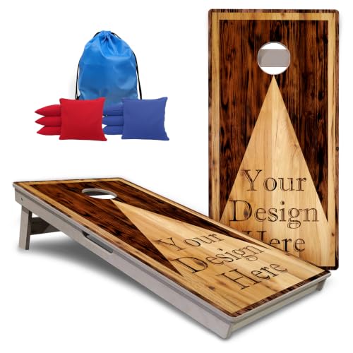 Cornhole Solutions Regulation Cornhole Boards Set – 4 ft x 2 ft Professional Size – Baltic Birch Plywood – Folding Legs – Premium Corn Hole Game (Custom Wooden Triangle) - color: Custom Tournament Series