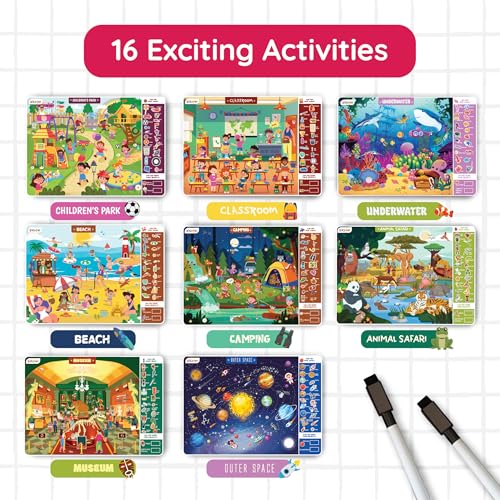 Preschool Learning Activity Game | Reusable Search N Spot Mats for Kids Ages 3-6 | Wipe-Clean Educational Game | Homeschool Classroom Must-Have | Reusable Activities, Gifts for Ages 3, 4, 5, 6