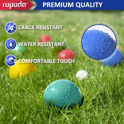 ropoda 100mm Bocce Ball Set, Lighter Bocce Ball for Beginners with 8 Balls, Pallino, Case and Measuring Rope for Backyard/Beach/Lawn, Composite Plastic for Kids Teens Beginners - size: 100mm