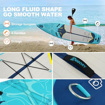 Inflatable Paddle Board,Stand Up Paddle Board Set, Extra Wide SUP Board with Removable Fin, Floating Paddle, Hand Pump, Waterproof Phone Pouch,Traveling Board - color: RY green