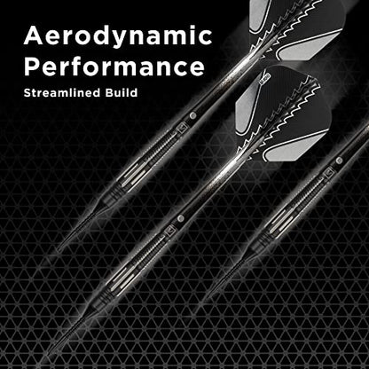 Viper Black Flux 90% Tungsten Conversion Darts, Professional Darts Steel Tip and Soft Tip Dart Set for Sisal and Electronic Dartboards, 20 Grams - color: Black/Silver