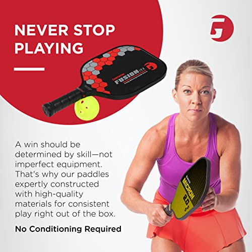 Gamma Pickleball Paddles, Fusion Series, React, Power, Wider Surface Maximizes Hit Potential for All Skill Levels, Indoor/Outdoor Racquet, USAPA Approved Pickleball Paddles - style: LE