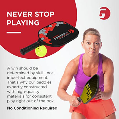 Gamma Pickleball Paddles, Fusion Series, React, Power, Wider Surface Maximizes Hit Potential for All Skill Levels, Indoor/Outdoor Racquet, USAPA Approved Pickleball Paddles - style: LE