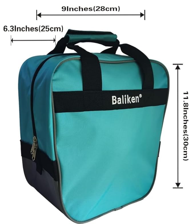 BALIKEN Bowling Single Tote Bag, Durable, Compact and Stylish Durability Easy to Carry Holds One bowling ball - color: Teal/Grey