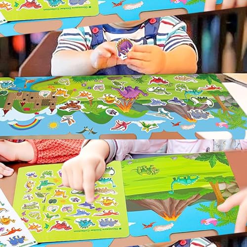 Reusable Sticker Book, Dinosaur Stickers Educational Learning Toys Travel Stickers Activity Books for Toddler Girls Boys Age 3+ Birthday Gifts - style: Dinosaur