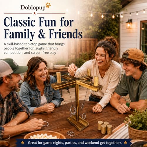 Ring Toss Game for Adults, Tabletop Hook and Ring Toss Game, Wooden Party Game for Backyard, Camping, Patio, Tailgate, Home Bar and Outdoor Gatherings - color: B