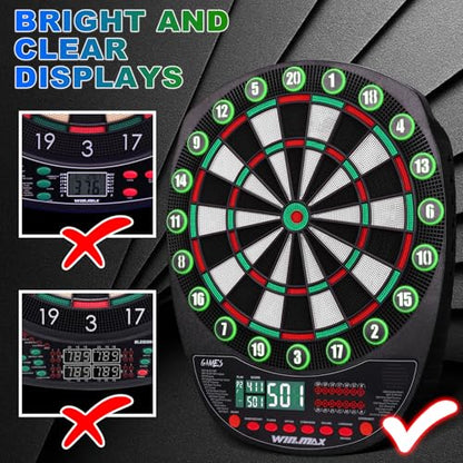 WIN.MAX Electronic Dart Board Soft Tip Dartboard Set LED Displays 3 Languages with 12 Darts 100 Tips Power Adapter - color: RED/GREEN WITH LIGHTS