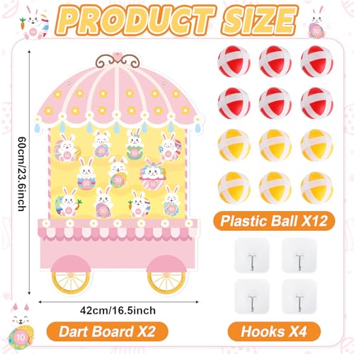 2 Pcs Dart Board with 12 Sticky Balls Theme Party Decorations Felt Cloth Toss Game for Family Games Birthday Party Outdoor Indoor Supplies(16.5 x 23.6 inches) - style: Bunny