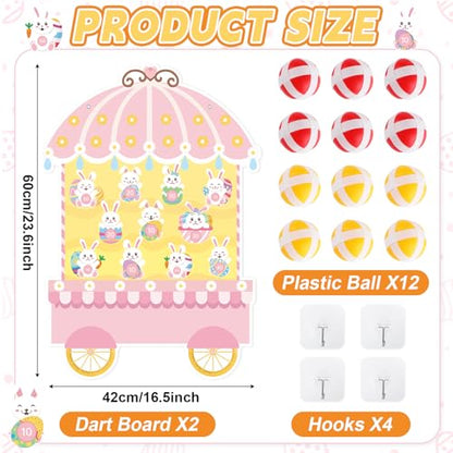 2 Pcs Dart Board with 12 Sticky Balls Theme Party Decorations Felt Cloth Toss Game for Family Games Birthday Party Outdoor Indoor Supplies(16.5 x 23.6 inches) - style: Bunny