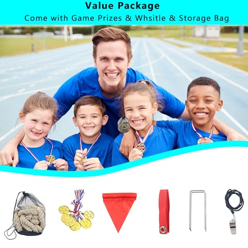 Outdoor Games, Tug of War Rope for Kids and Adult, 28PCS Potato Sack Race Bags, Egg and Spoon Race, Outdoor Games Set Perfect for Carnival Team Building Activities, Field Day Family Reunion Birthd