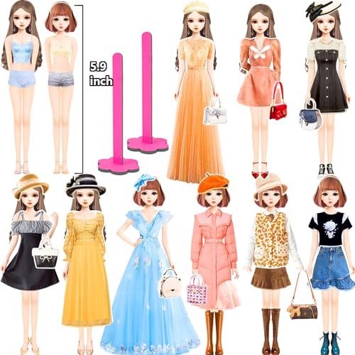 Magnetic Dress Up Dolls, Magnetic Doll Dress Up Kits Magnetic Paper Dolls Pretend Play Set for Girls Ages 4 Years and Up Kids Travel Activities Road Trip Car Ride Interactive Learning Imagine Gift - style: M Set