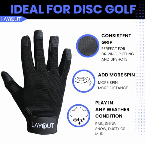 Layout Elite Disc Sports Glove – Precision Grip for Disc Golf & Ultimate Frisbee | Seamless Forehand Finger | Ultra-Light All-Weather, High Grip and Friction - size: XX-Small