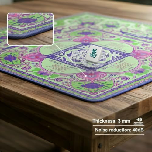 LZSIG Mahjong Mat with Rules 33×33", 3mm Thickened Anti-Slip American Mahjong Table Mat with Velvet Bag, Durable Stitched Edges, No Creases, Noise Reduction Rubber Board Game Pad, Gift (Green) - color: Green