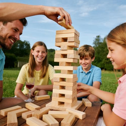 Tumbling Tower Game - 3.3 FT 60 Premium Wood Blocks Outdoor Stacking Game for Family & Adults with Carry Bag, Perfect for Backyard Lawn Camping Party BBQ - size: Medium Size
