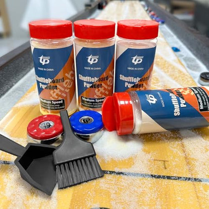 Shuffleboard Sand Wax High/Medium Speed Shuffleboard Powder Set, Shuffleboard Sand with Mini Brush Set - size: 4 Cans Meduim Speed