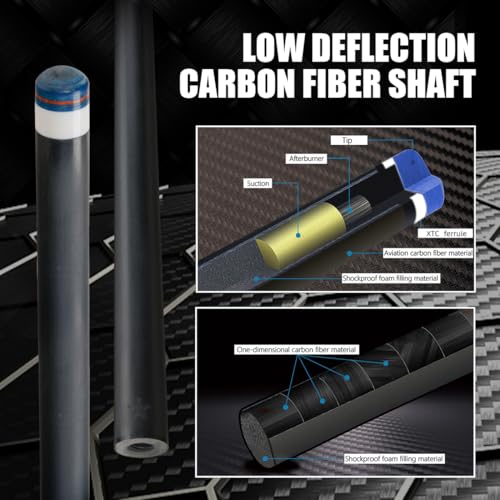 CRICAL Carbon Fiber Pool Cue Stick 58" Billiard Cue Sticks Professional Low Deflection Pool Sticks with 3/8 * 8 Pin Joint and 12.5mm Tip - color: 013-CL03 set