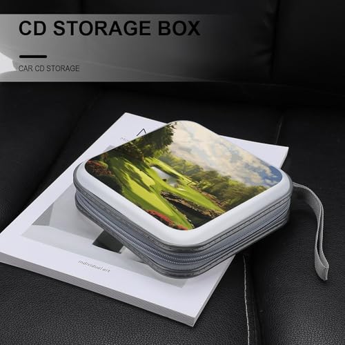 Golf Court DVD Case, 40 Capacity CD Case Holder with Zippers, Portable CD Holder Hard Plastic Disc Cases Personalized DVD Wallet Organizer for Car Home Travel