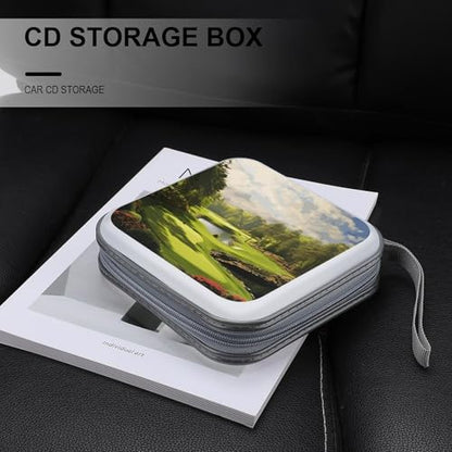 Golf Court DVD Case, 40 Capacity CD Case Holder with Zippers, Portable CD Holder Hard Plastic Disc Cases Personalized DVD Wallet Organizer for Car Home Travel