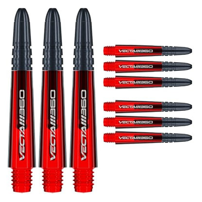 Winmau Dart Shaft - Vecta Blade360 Polycarbonate Dart Stems - 1 Set per Pack (3 Darts Shafts in Total) - Professional Darts Accessories - Red & Black Blade360 Short Shafts