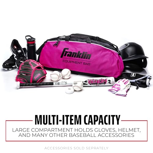 Franklin Sports Youth Baseball + Softball Bat Bag - Boys + Girls Tee Ball, Softball + Baseball Bag for Kids - color: Pink