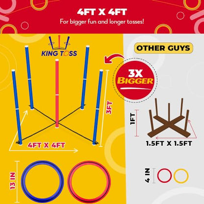 Swooc Games - King Toss™ | Giant Ring Toss Game for Kids and Adults (4ft x 4ft) | Weatherproof Giant Outdoor Games for Adults and Family | Backyard Activities | Outside Yard & Lawn Game | Beach Fun