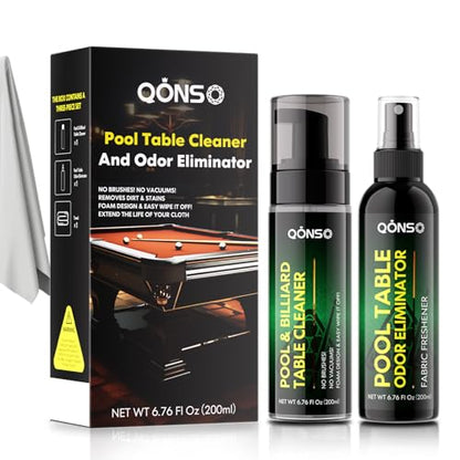 Pool Table Felt Cleaner Kit, Fast Clean Green Billiard Table Felt Cleaner Spray & Odor Eliminator Kit with Cleaning Cloth, Ready-to-Use Foam & No Residue | Essential for Home & Game Rooms