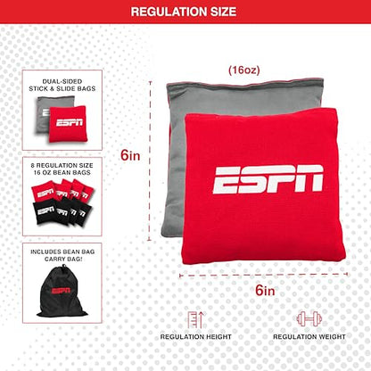 ESPN Solid Wood Cornhole Board Set, Includes Bean Bags and Travel Case, Ideal for Outdoor Games - style: 2x3