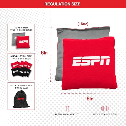 ESPN Solid Wood Cornhole Board Set, Includes Bean Bags and Travel Case, Ideal for Outdoor Games - style: 2x3