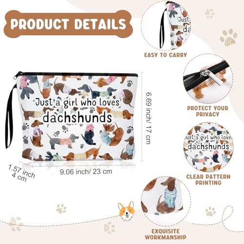 Sieral 2 Pcs Animal Lover Bag Gift for Women Travel Canvas Tote Portable Zipper Pouch Canvas Reusable Grocery Tote - style: Dachshund