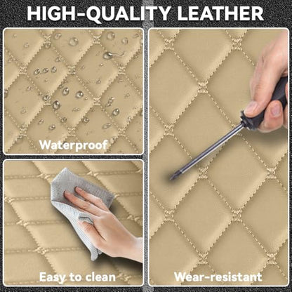 Car Floor Mats Fit for Dodge Dart 2013-2016 All Weather Durability Leather Car Floor Mats, Skidproof Pedal, Waterproof, Wear-reistant(Beige) - color: Beige
