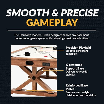 Hathaway Daulton 84-in Air Hockey Table for Game Room – With LED Scoring, Commercial-Grade Blower & Ergonomic Strikers – Includes Pucks & Strikers – Oak Melamine Finish with Black Trim