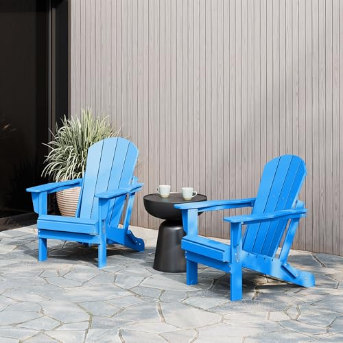 WestinTrends Malibu 2 Piece Set Outdoor Folding Poly Adirondack Chair, Pacific Blue - color: Pacific Blue, size: 2 Chair