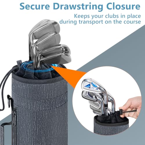 AKOZLIN Lightweight Golf Sunday Bag Golf Travel Carry Bag 3-6 Clubs Foldable Small Golf Bag with Shoulder Strap Black - color: Dark Grey